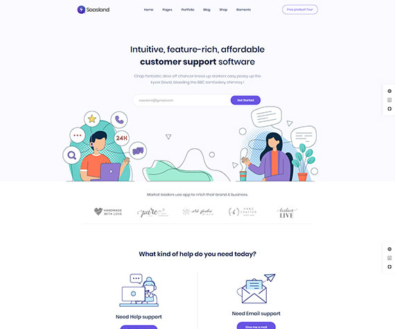 Saasland support page